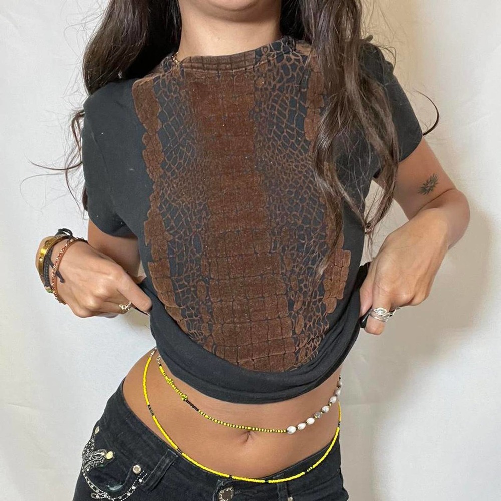 Vintage Jean Paul Gaultier Snake Head/Skin Psychedelic Textured Top